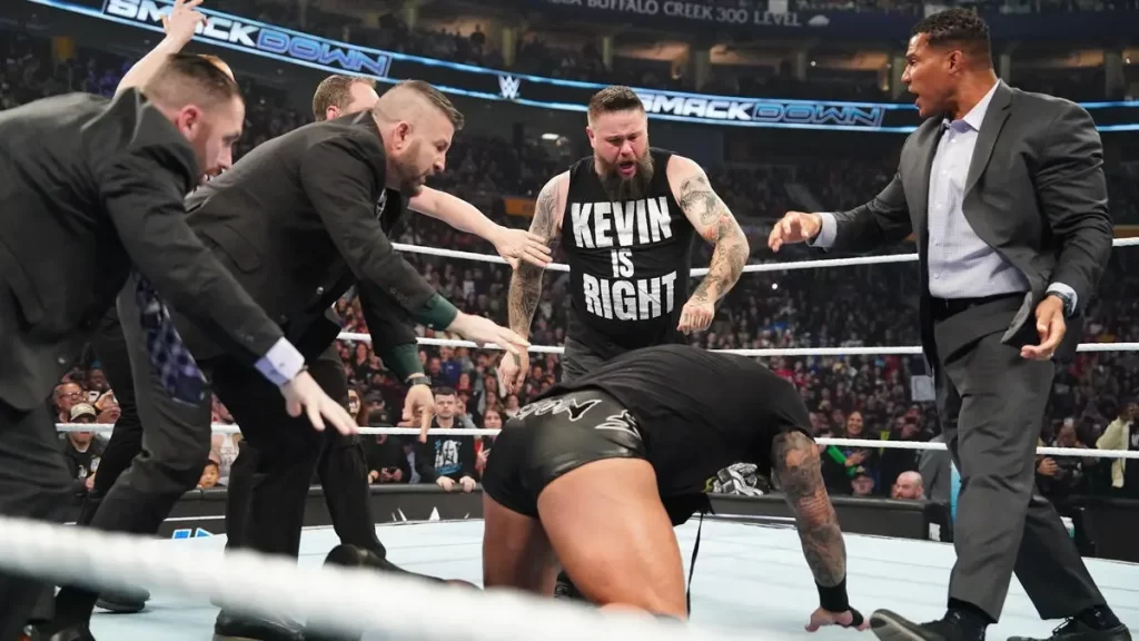 Kevin Owens Hits Randy Orton With A Piledriver