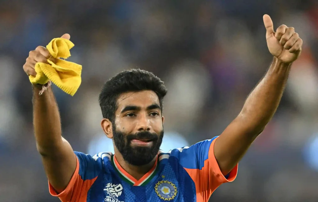 Jasprit Bumrah celebrates after winning ICC T20 World Cup 2026. He is also the highest wicket-taker of the tournament.