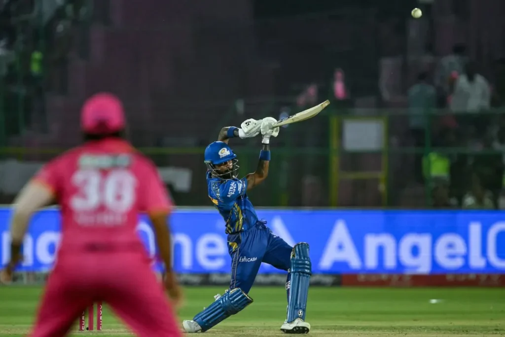 Rajasthan Royals vs Mumbai Indians IPL 2026 Match 13 Prediction RR Vs MI Match Prediction, Hardik Pandya hitting a shot