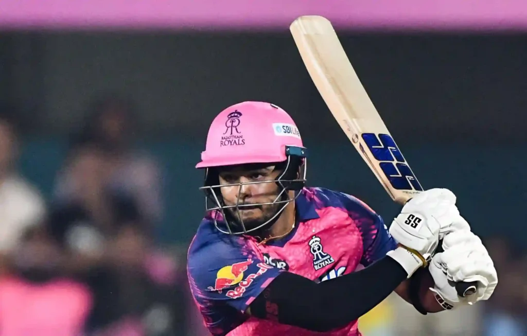 Riyan Parag bat