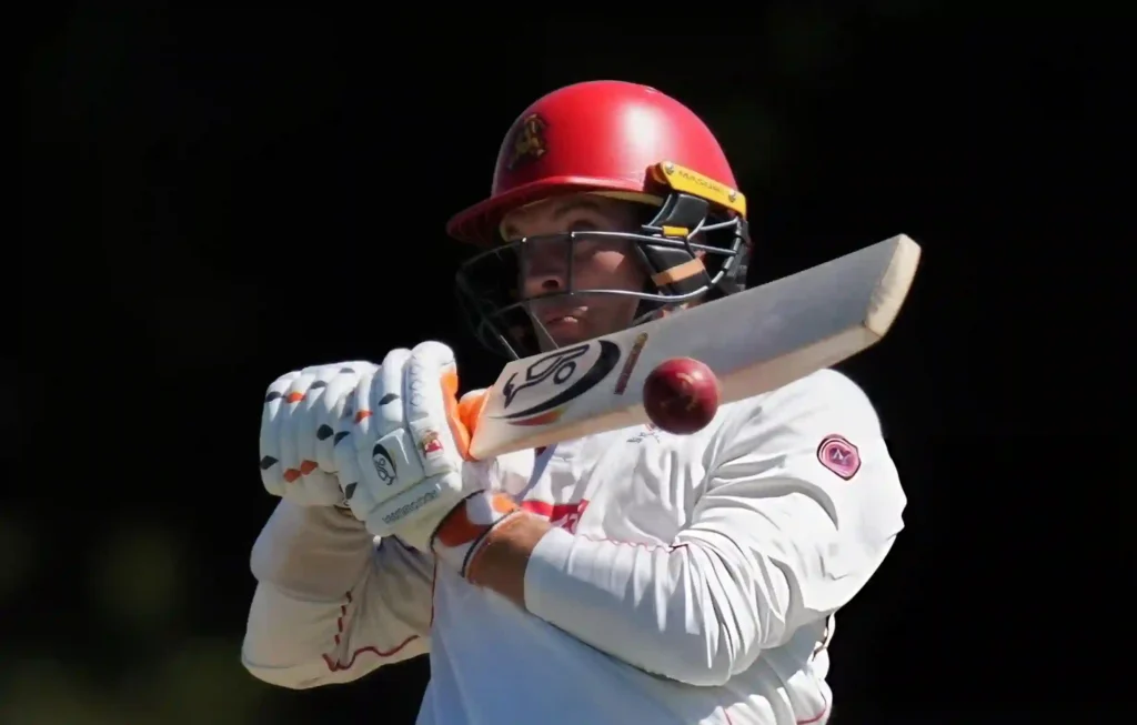 Alex Carey bats for South Australia during a Sheffield Shield match against Victoria in Melbourne on March 14, 2026. (Photo by Asanka Ratnayake/Getty Images)